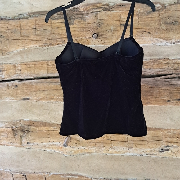 Susan Lucci Black Velvet Cropped Underwire Camisole Size 34D - Picture 3 of 6